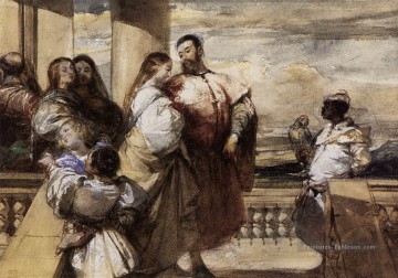 A vénitien Scène romantique Richard Parkes Bonington Peinture à l'huile